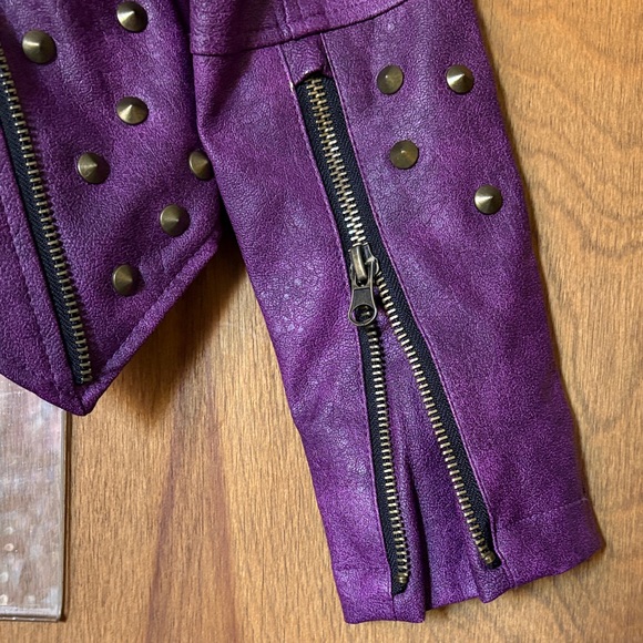 Disney Descendants Faux Leather Purple Kids Moto Jacket Size 5/6 - Picture 5 of 8